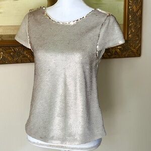 Vince Camuto Two Tone Sequin Champagne Gold Top S